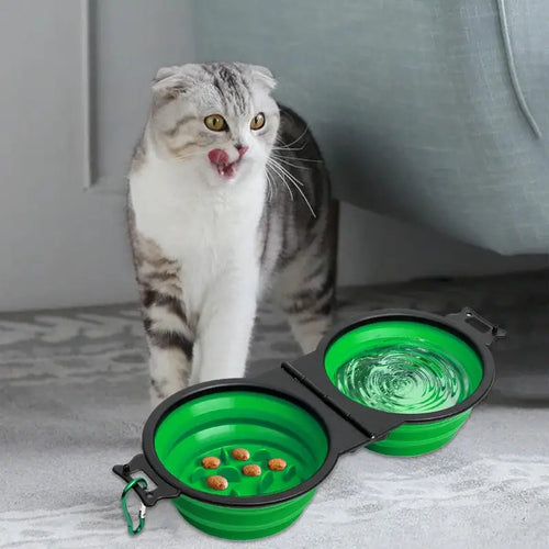 Cuenco Plegable Doble para Mascotas