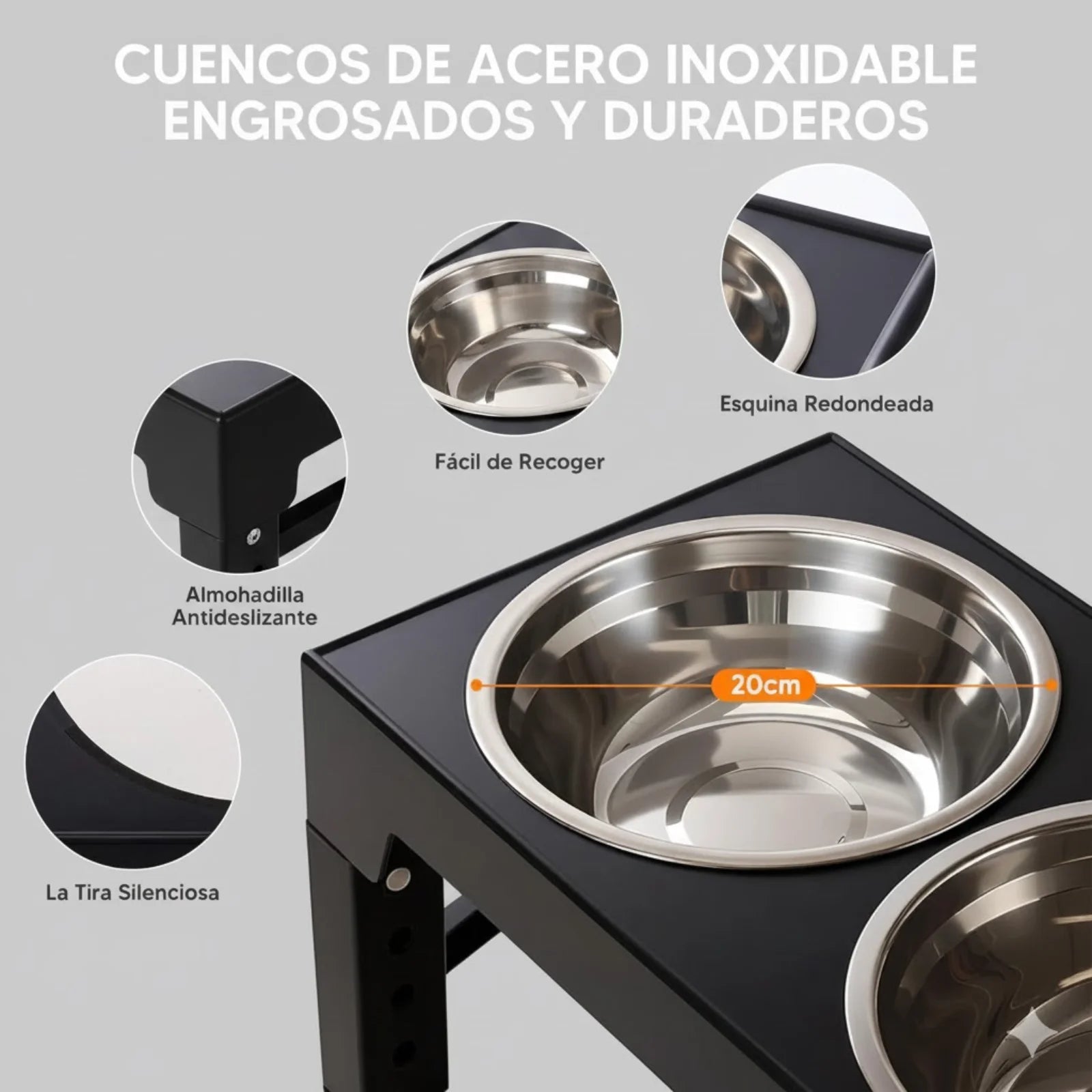 Comedero Elevado Ajustable con Sistema Slow Feeding