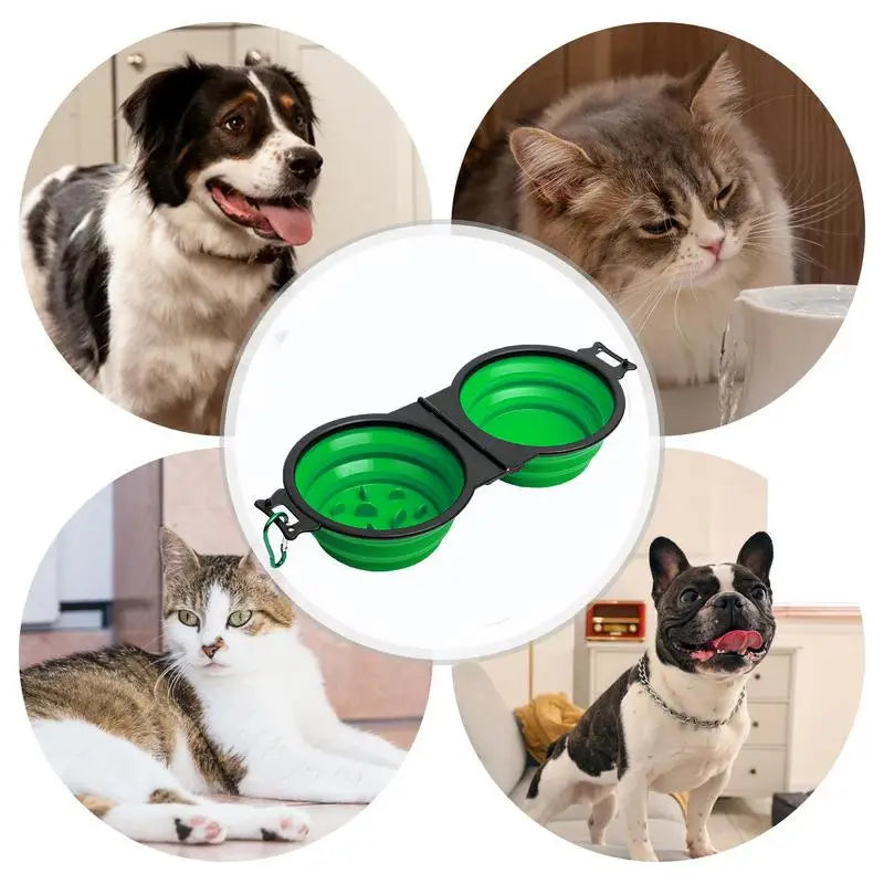 Cuenco Plegable Doble para Mascotas